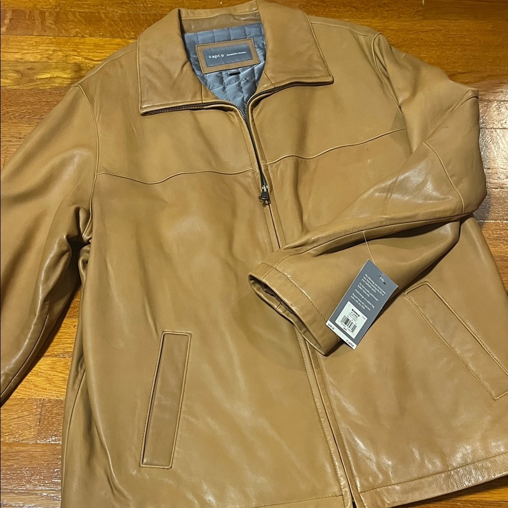 APT 9 Camel Leather Jacket size XL NWT
